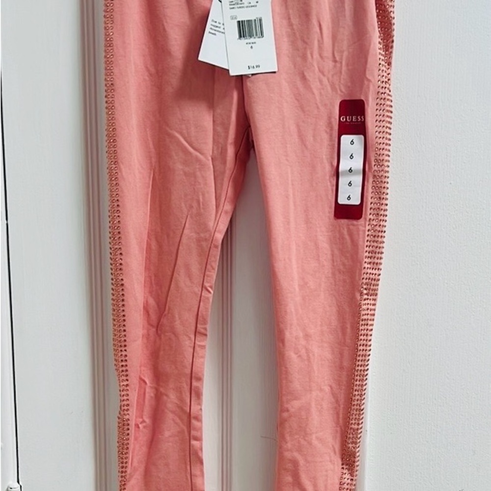 GUESS Kids Pink Leggings with Rhinestones